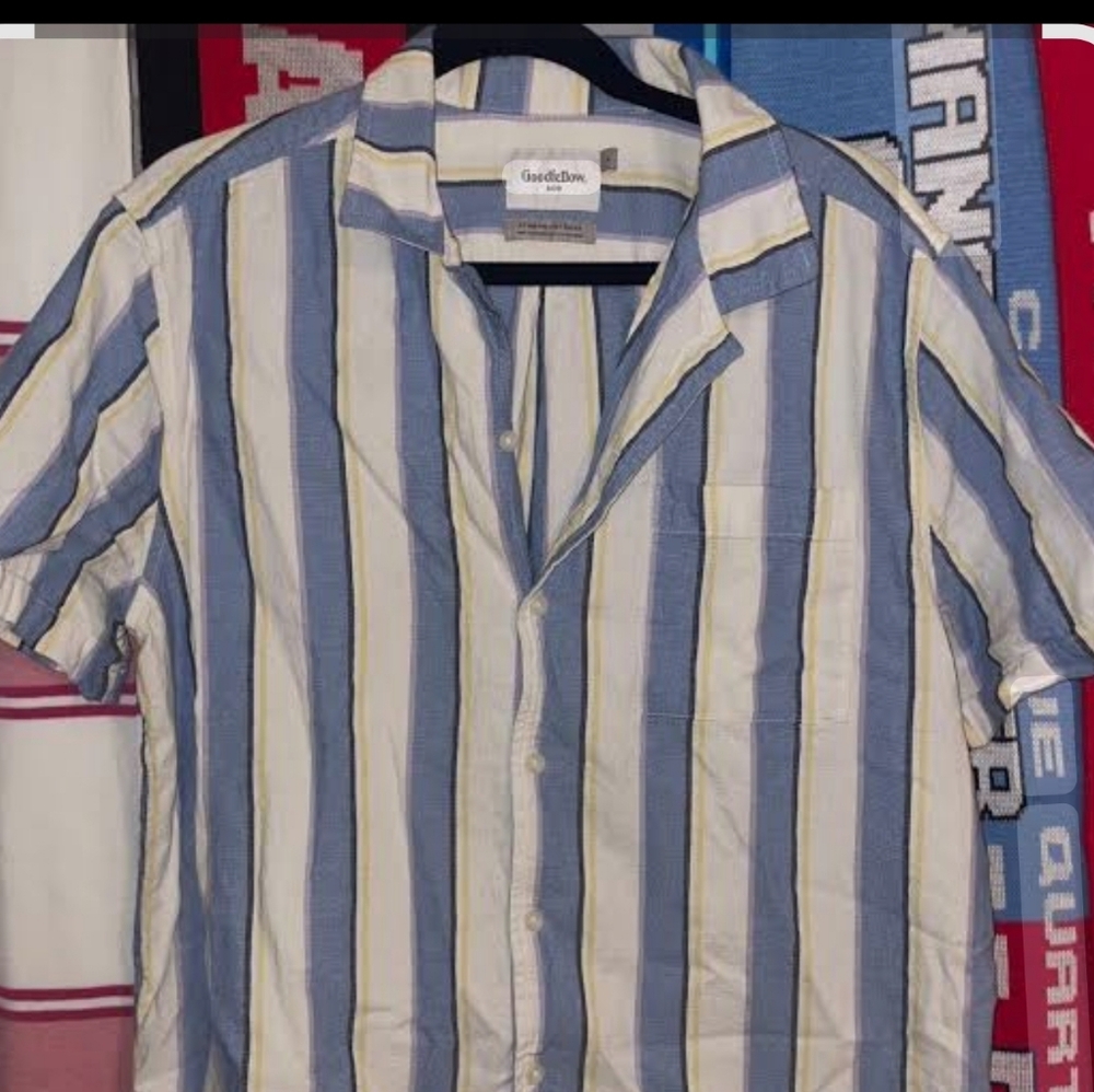 Goodfellow & Co MD Blue White Stripe Casual Button Down Shirt #O30